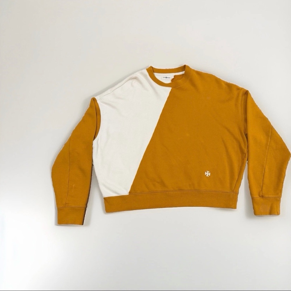 Tory Sport Yellow and White Crewneck Sweater